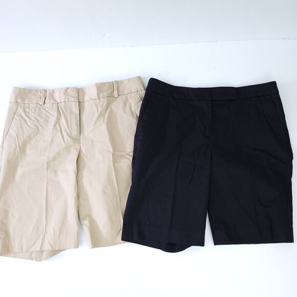 Lot of 2 Talbots 6P Bermuda Long Shorts Tan, Black, Cotton Blend, Pockets - Picture 5 of 5